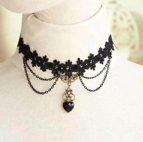 Goth black lace multilayer - goth,