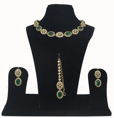 Green victorian kundan - green,