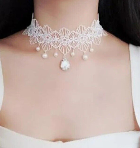 Elegant white lace pearl and - white,