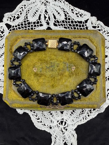 Victorian french jet choker - french,