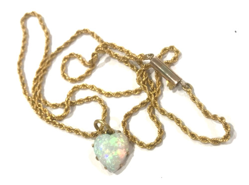 Antique 9ct gold opal - antique, heart
