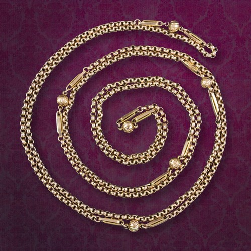 Antique victorian guard chain - victorian,