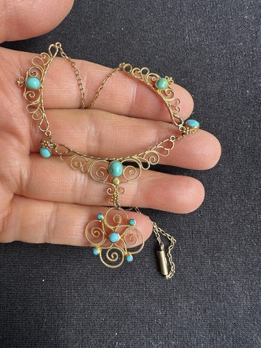 Rare victorian turquoise metal - victorian,