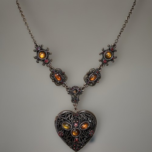 Heart locket pendant bronze - pendant,