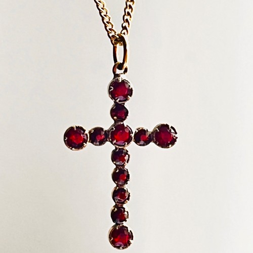 Antique victorian garnet cross - garnet,