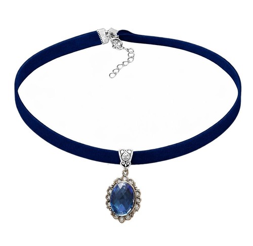 Navy choker with blue