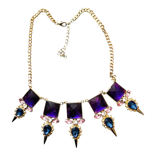 Purple rhinestone necklace - rhinestone, art